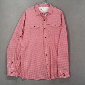 Peter Millar Shirt Mens XL Red Check Long Sleeve Button Front Vented Pockets